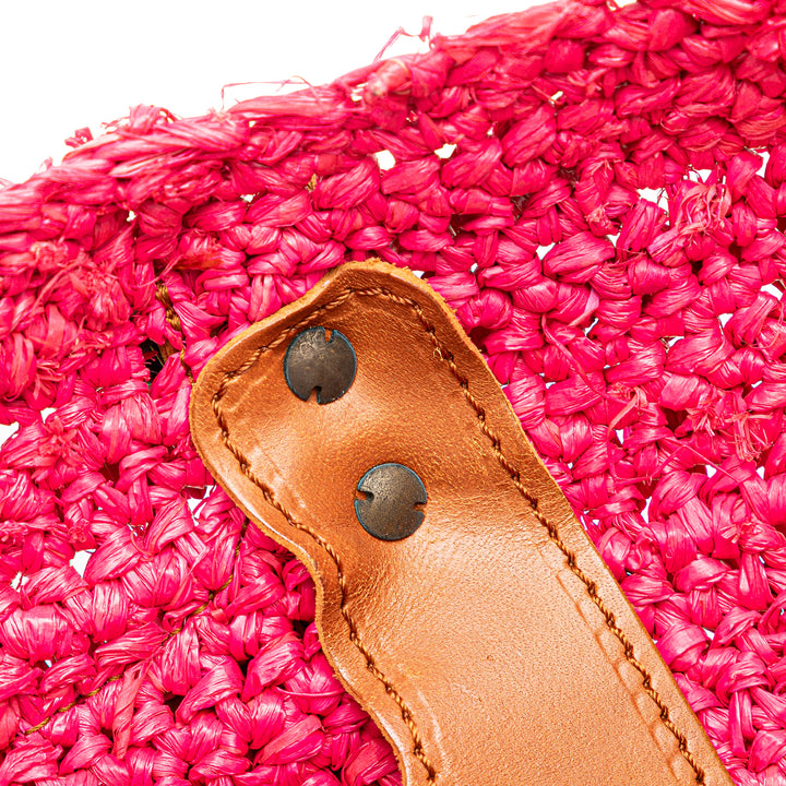 Small Raffia Motocross Basket Tote Pink - Gaby Paris
