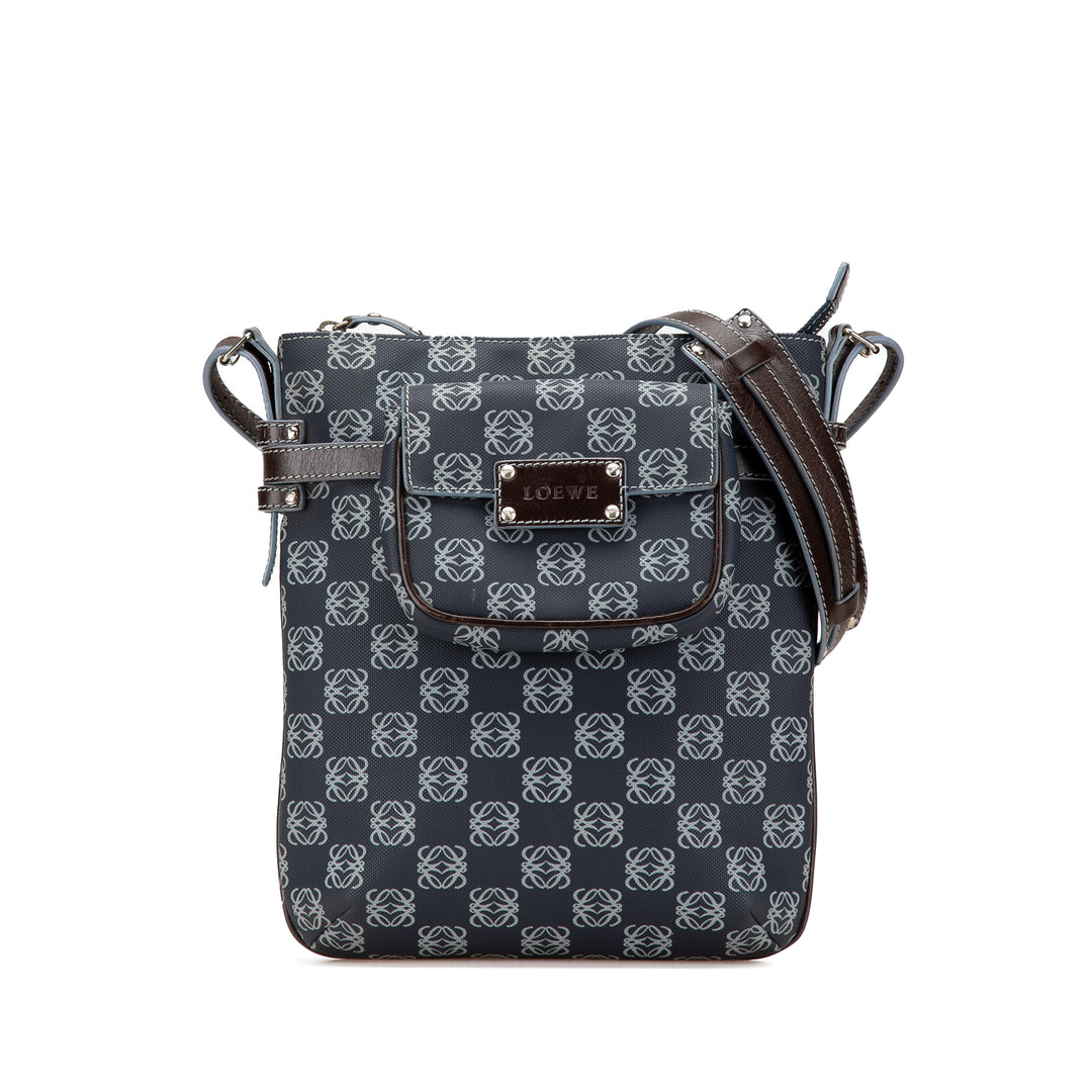 Anagram Coated Canvas Crossbody Blue - Gaby Paris