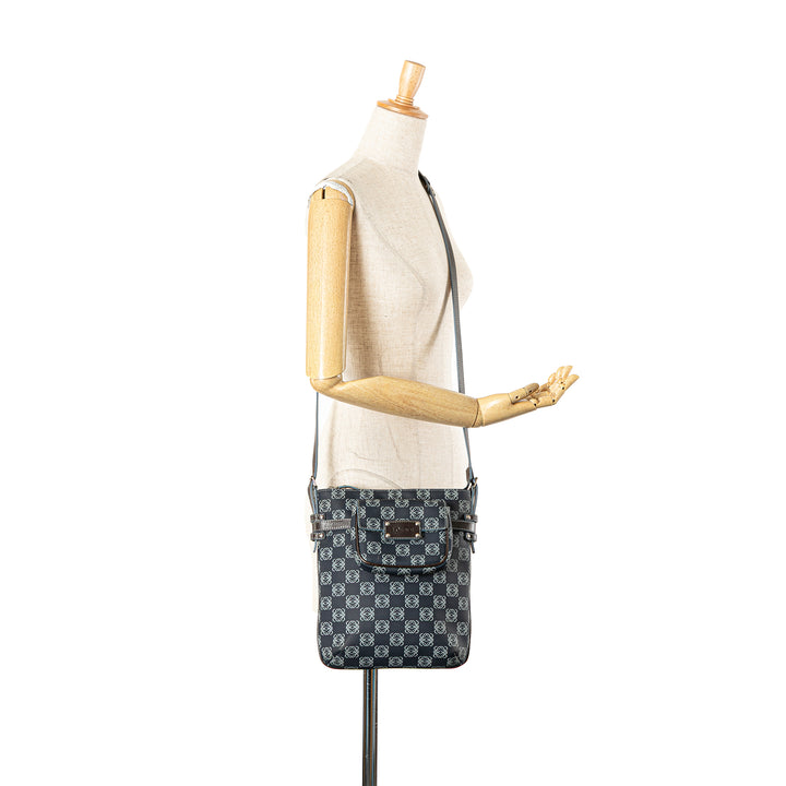 Anagram Coated Canvas Crossbody Blue - Gaby Paris