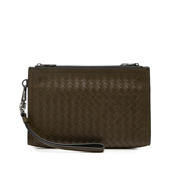 Bottega Veneta Nappa Intrecciato Double Zip Wristlet Pochette