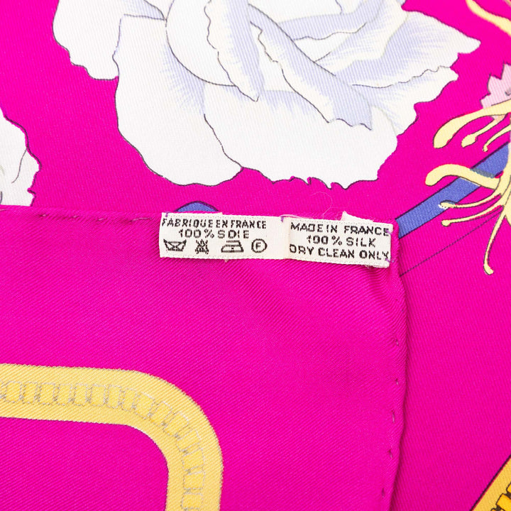 Hermès Fleurs et Raisins Foulard 90 Rose – vue 2 – GABY PARIS