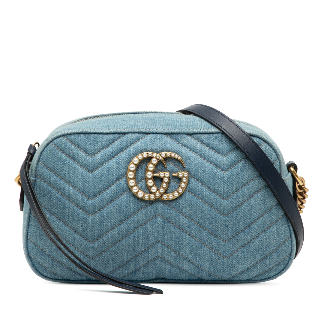GG Marmont Matelasse Perley Sac Petit Jean Bleu