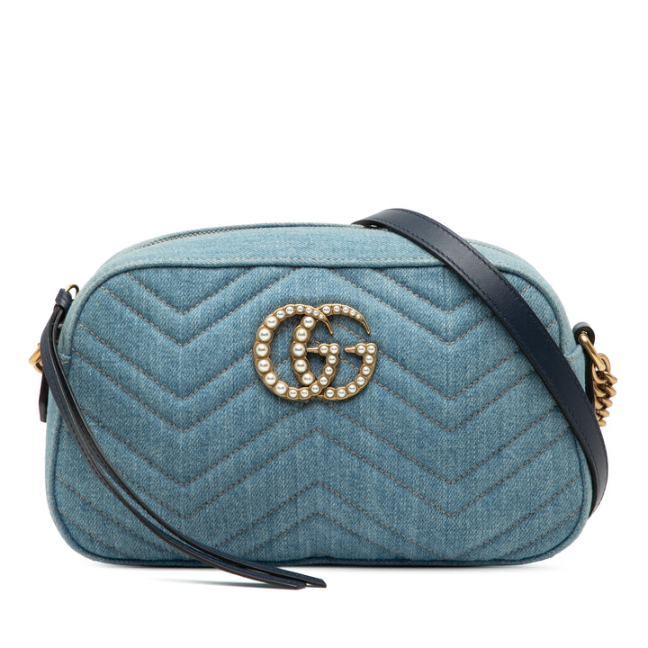 GG Marmont Matelasse Perley Sac Petit Jean Bleu