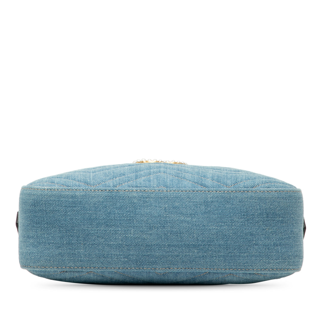 GG Marmont Matelasse Perley Sac Petit Jean Bleu