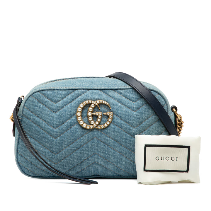 GG Marmont Matelasse Perley Sac Petit Jean Bleu