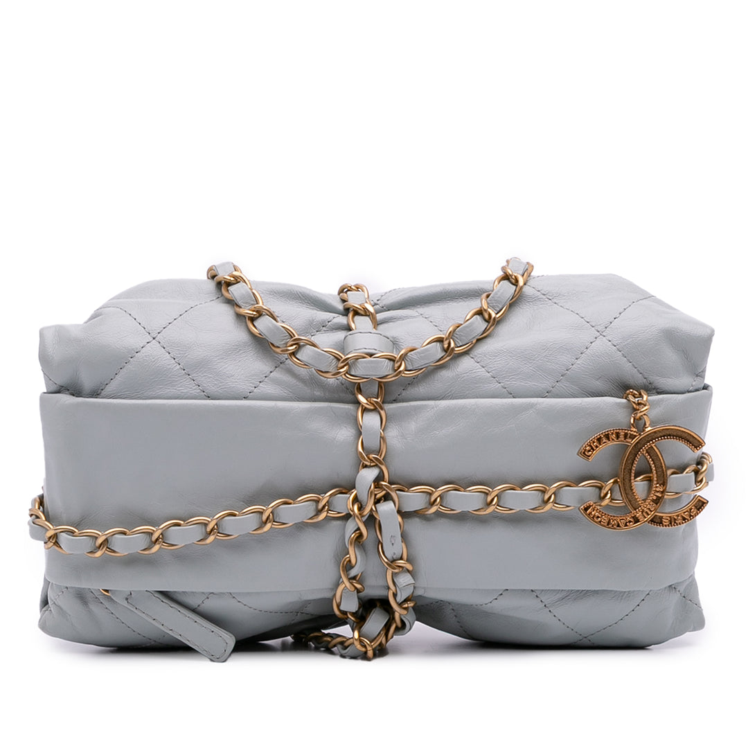 Quilted Calfskin Midnight Swim Baluchon Bag Gray - Gaby Paris