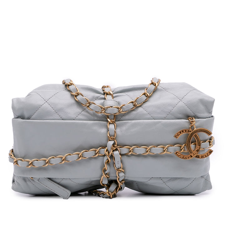 Quilted Calfskin Midnight Swim Baluchon Bag Gray - Gaby Paris