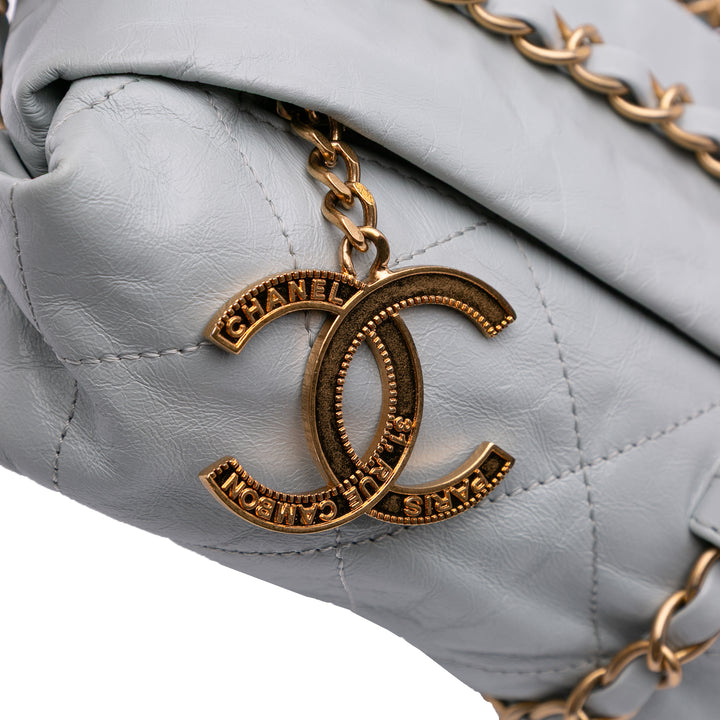 Quilted Calfskin Midnight Swim Baluchon Bag Gray - Gaby Paris