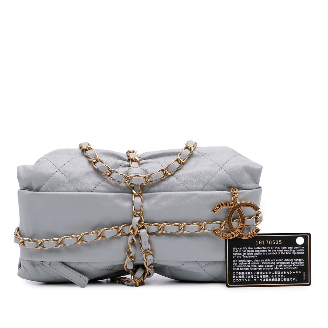 Quilted Calfskin Midnight Swim Baluchon Bag Gray - Gaby Paris