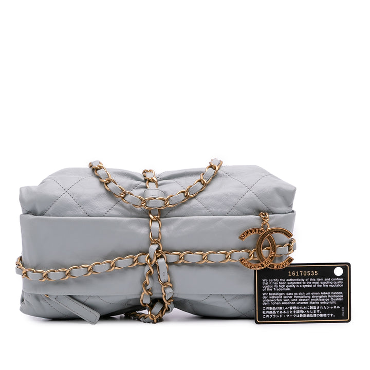 Quilted Calfskin Midnight Swim Baluchon Bag Gray - Gaby Paris