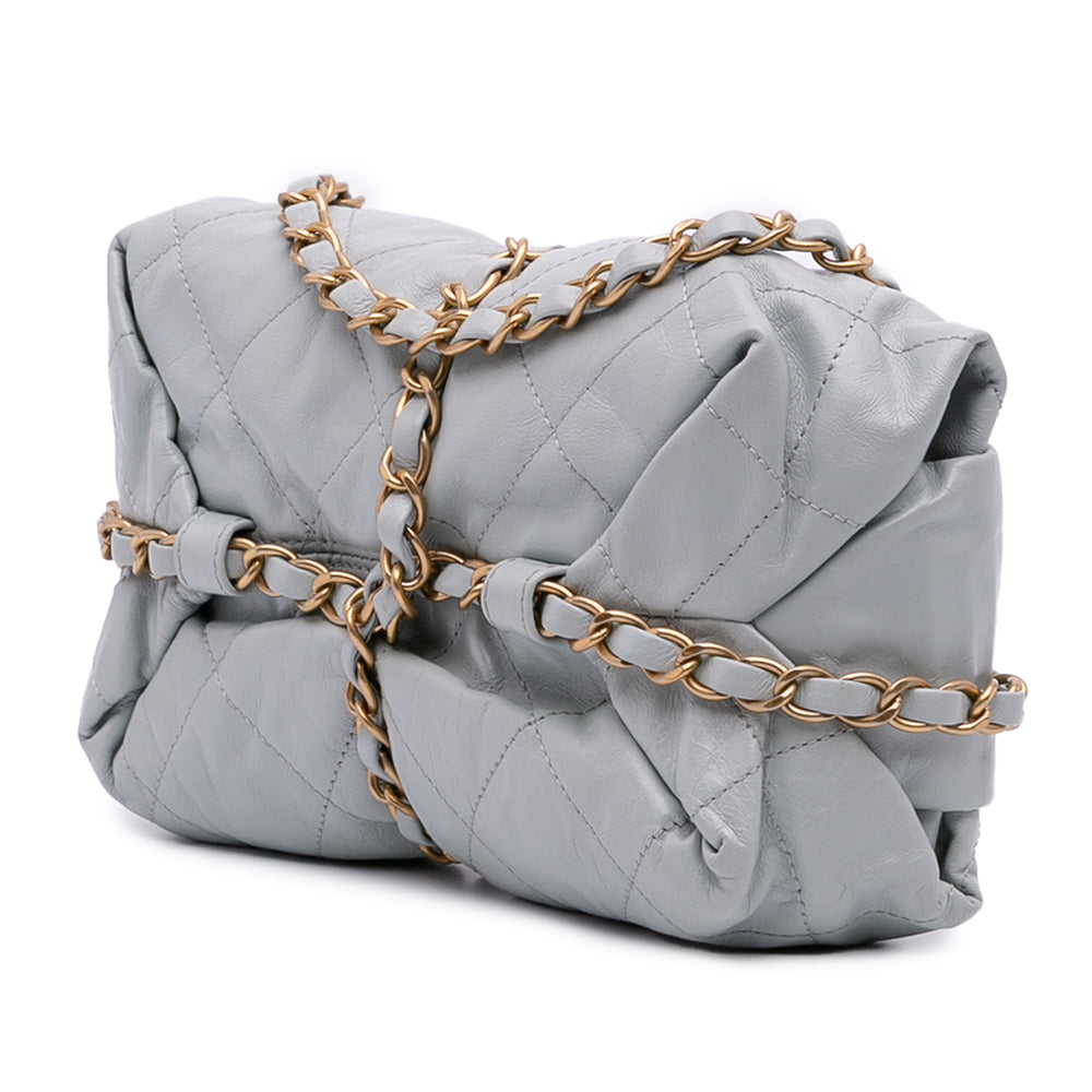 Quilted Calfskin Midnight Swim Baluchon Bag Gray - Gaby Paris