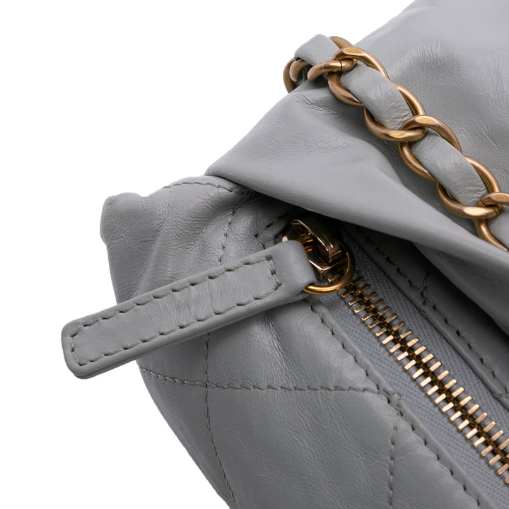 Quilted Calfskin Midnight Swim Baluchon Bag Gray - Gaby Paris