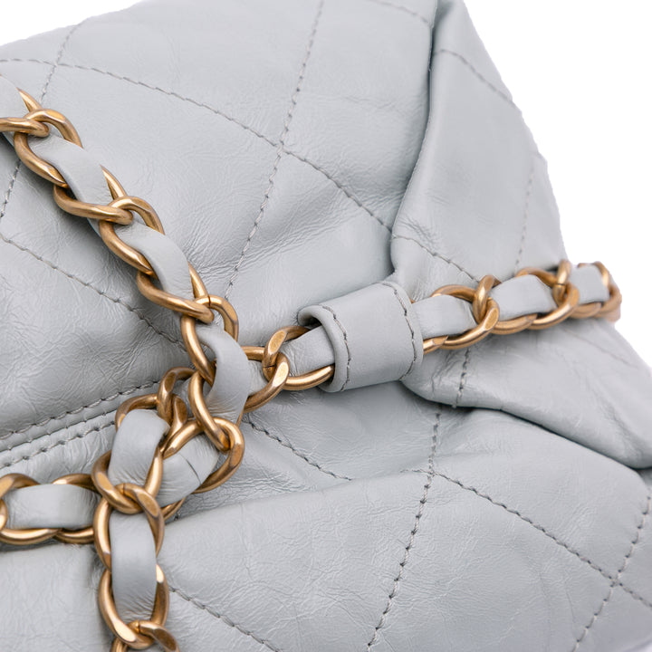 Quilted Calfskin Midnight Swim Baluchon Bag Gray - Gaby Paris