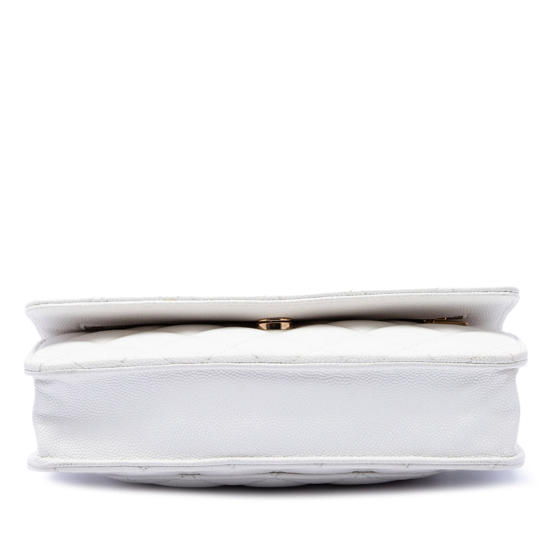CC Matelassé Coco Casino Wallet on Chain Cuir caviar Blanc
