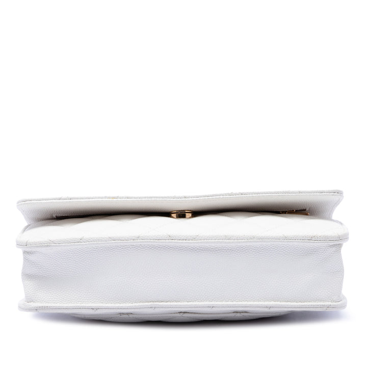 CC Matelassé Coco Casino Wallet on Chain Cuir caviar Blanc