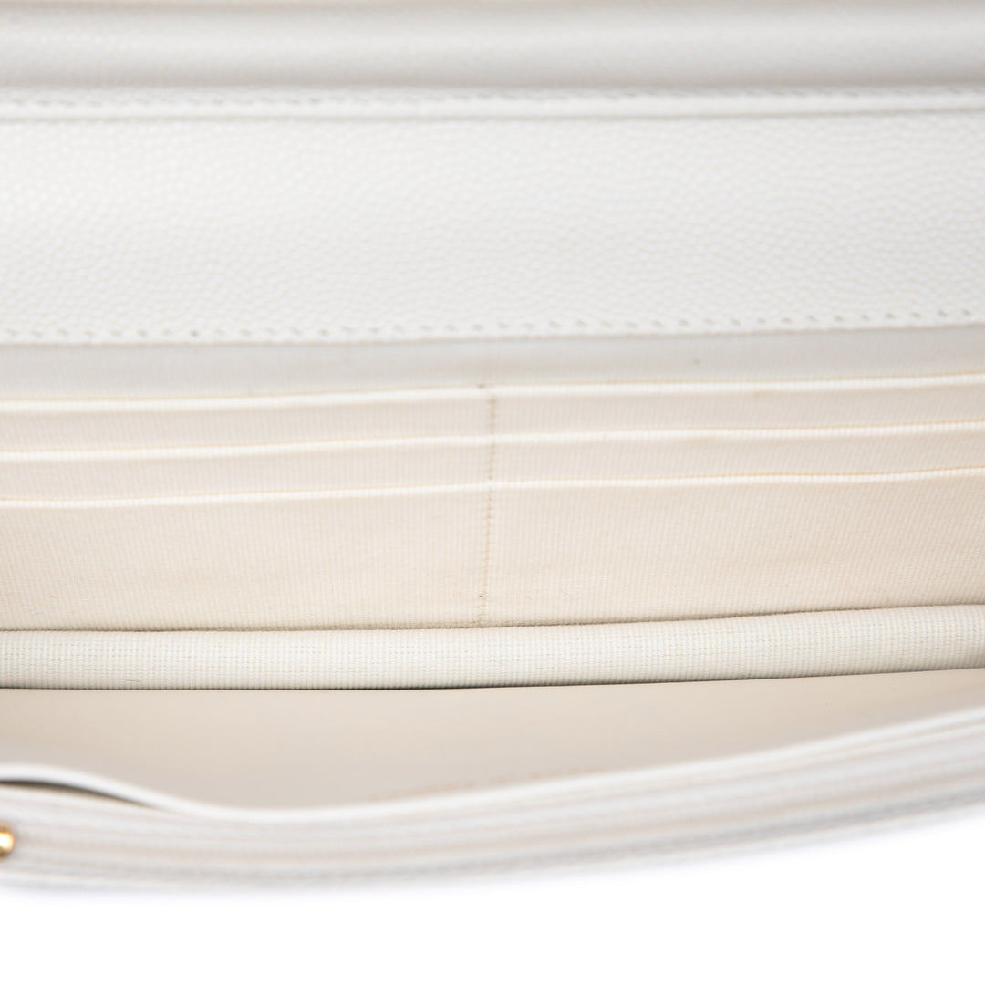 CC Matelassé Coco Casino Wallet on Chain Cuir caviar Blanc