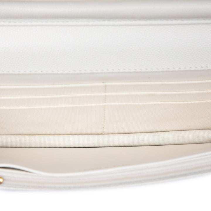 CC Matelassé Coco Casino Wallet on Chain Cuir caviar Blanc