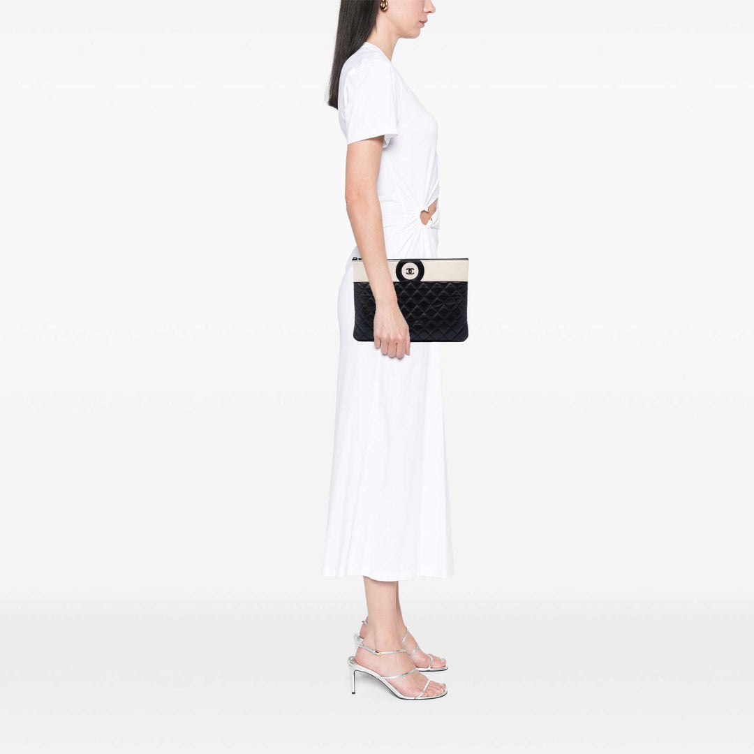 Chanel Pochette CC Bicolore Matelassé Moyen Cuir d'agneau Noir – vue 6 – GABY PARIS