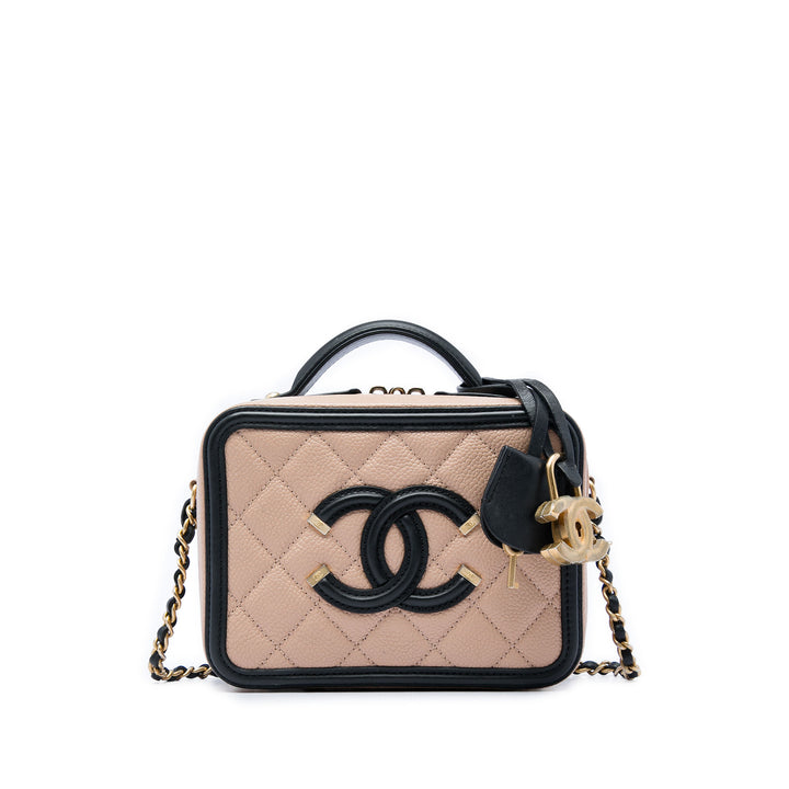 Bicolore CC Filigree Vanity Petit Cuir caviar Marron