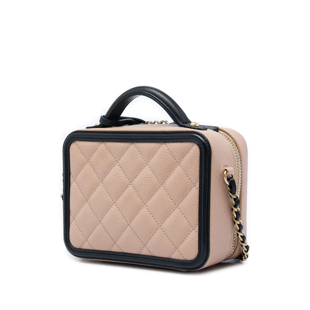 Bicolore CC Filigree Vanity Petit Cuir caviar Marron