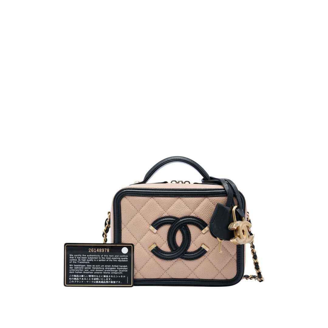 Bicolore CC Filigree Vanity Petit Cuir caviar Marron