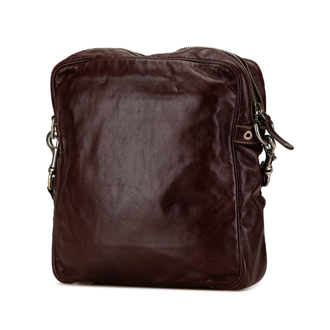 Leather Crossbody Bag Brown - Gaby Paris