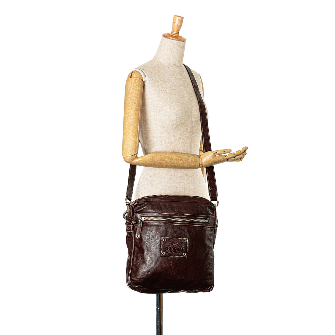 Leather Crossbody Bag Brown - Gaby Paris