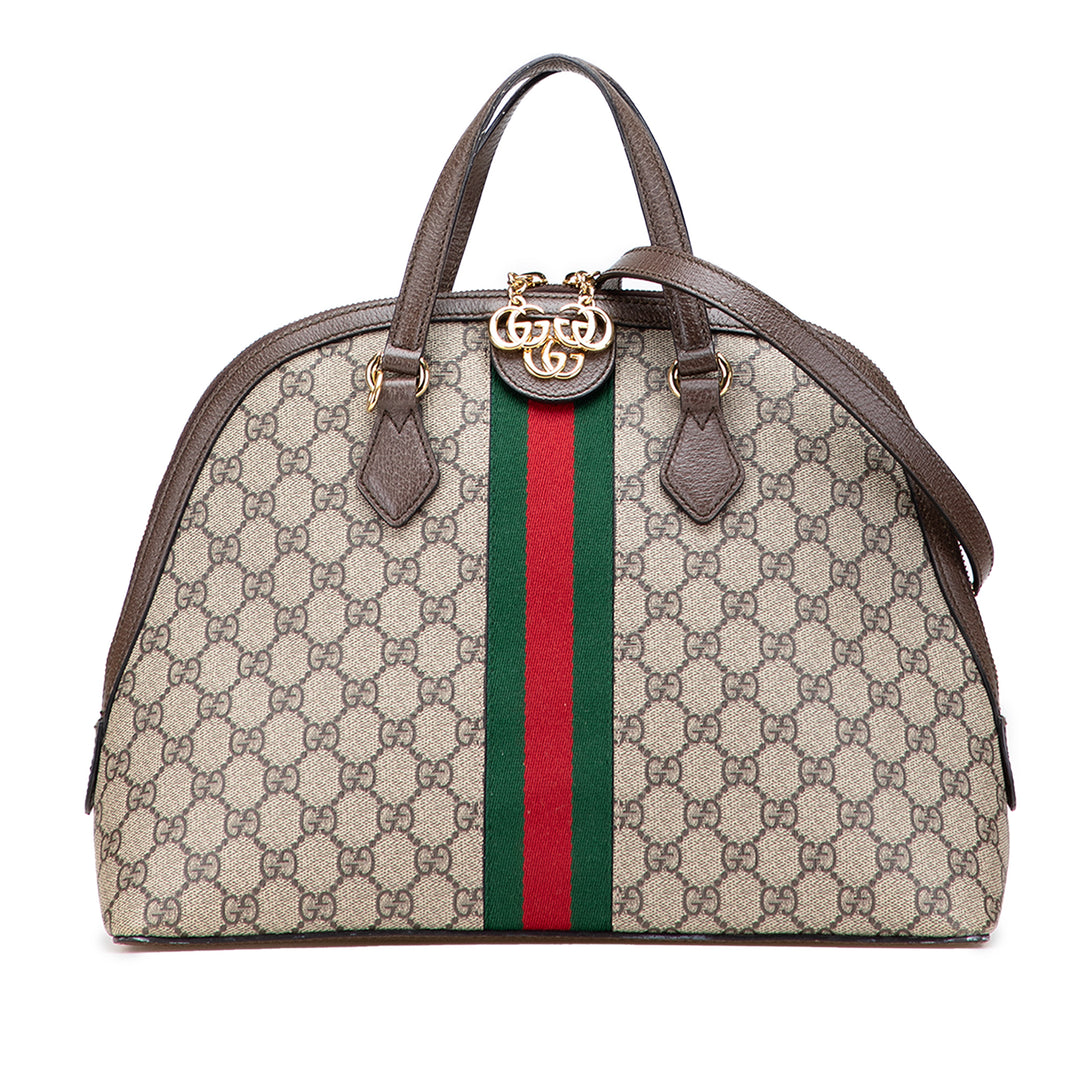 Medium GG Supreme Ophidia Web Satchel Brown - Gaby Paris