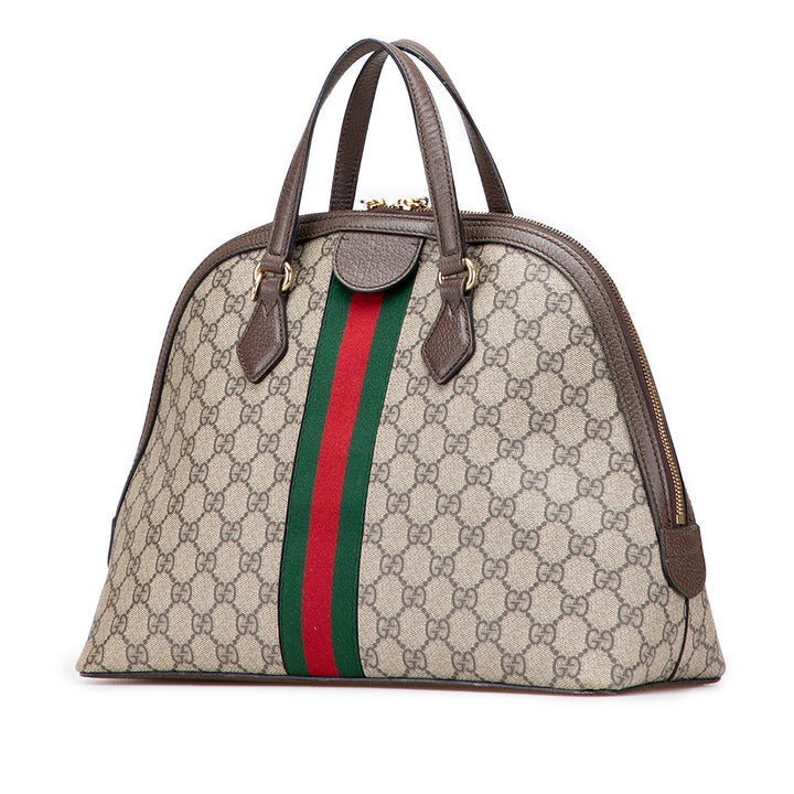Medium GG Supreme Ophidia Web Satchel Brown - Gaby Paris