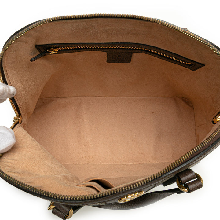 Medium GG Supreme Ophidia Web Satchel Brown - Gaby Paris