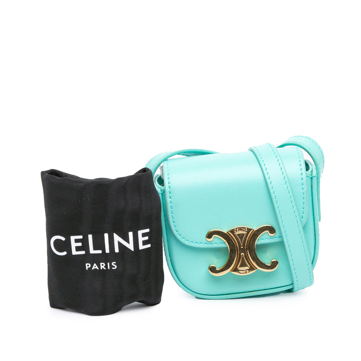 Leather Triomphe AirPods Case with Strap Blue - Gaby Paris