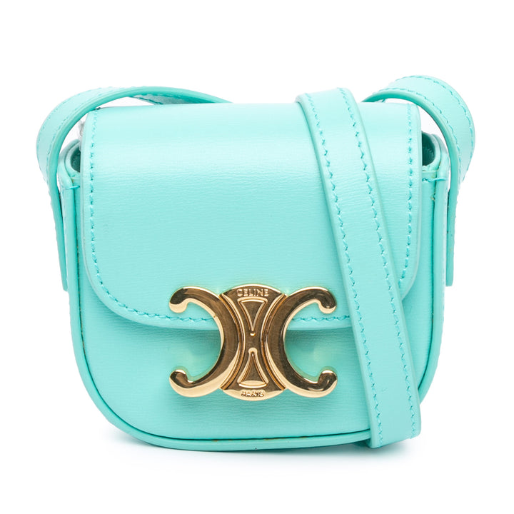 Leather Triomphe AirPods Case with Strap Blue - Gaby Paris