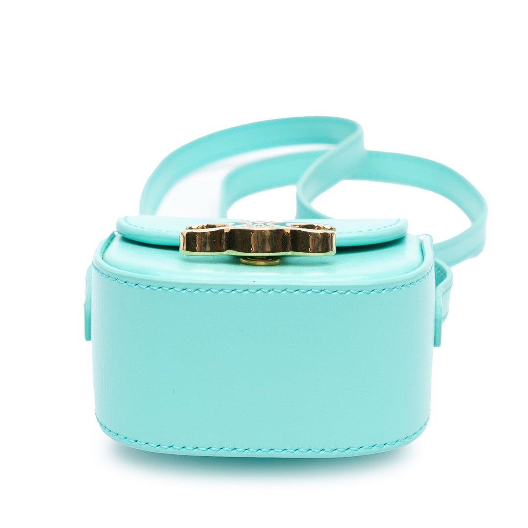 Leather Triomphe AirPods Case with Strap Blue - Gaby Paris
