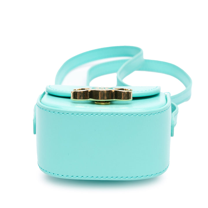 Leather Triomphe AirPods Case with Strap Blue - Gaby Paris