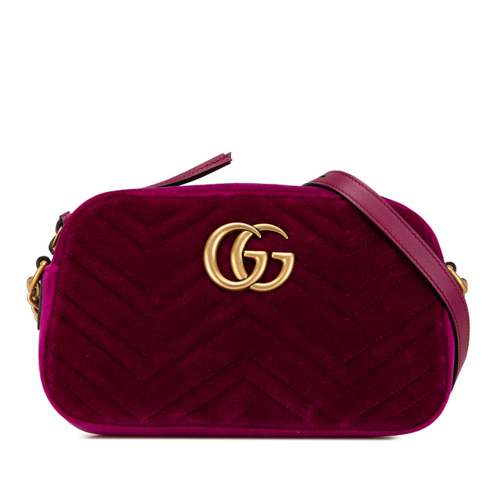 Small Velvet GG Marmont Matelasse Shoulder Bag Pink - Gaby Paris