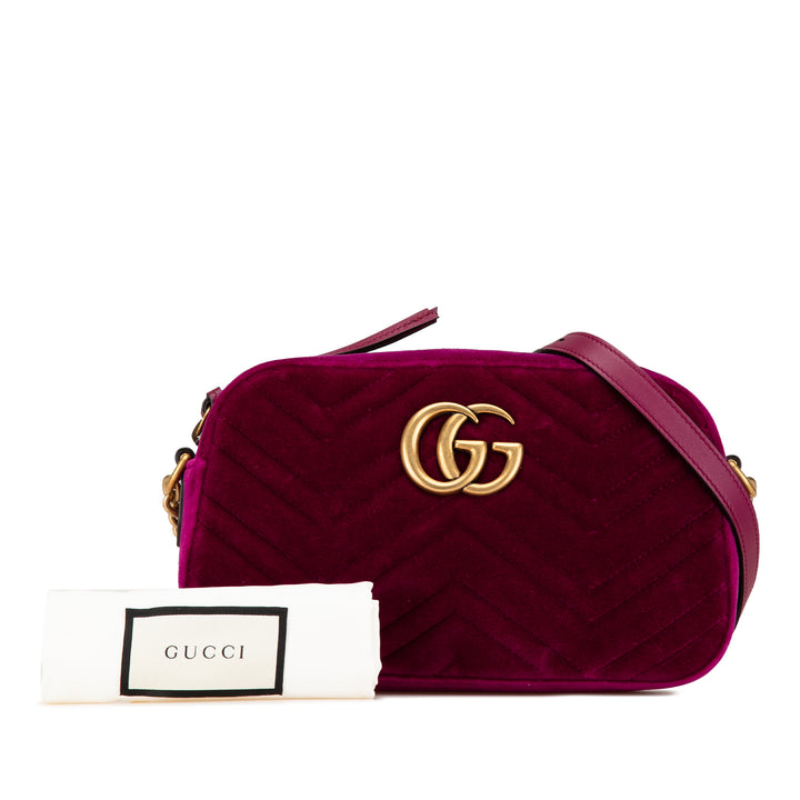 Small Velvet GG Marmont Matelasse Shoulder Bag Pink - Gaby Paris