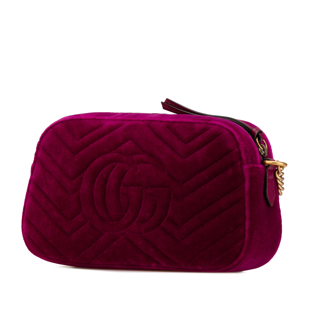 Small Velvet GG Marmont Matelasse Shoulder Bag Pink - Gaby Paris