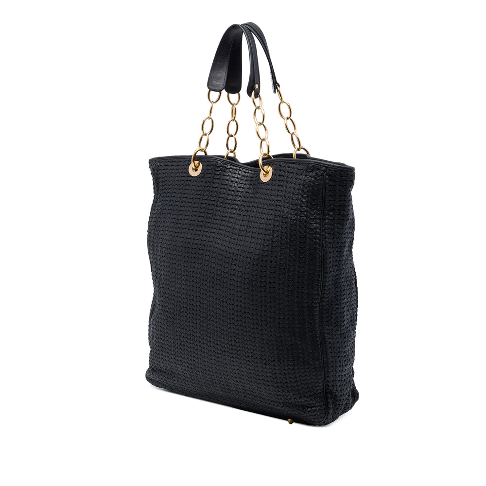 Dior Tissé Lady Dior Souple Cabas Grand Cuir d'agneau Noir – vue 2 – GABY PARIS