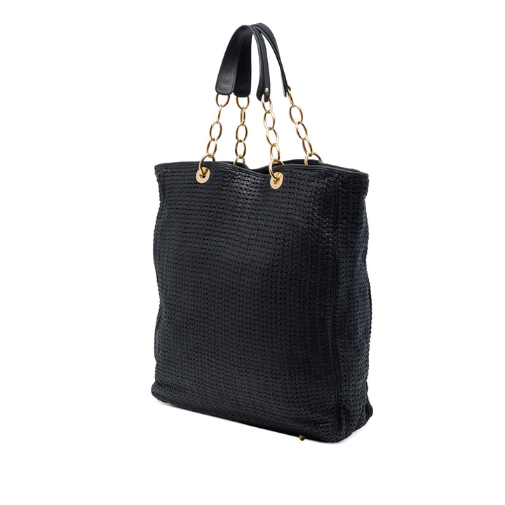 Dior Tissé Lady Dior Souple Cabas Grand Cuir d'agneau Noir – vue 2 – GABY PARIS