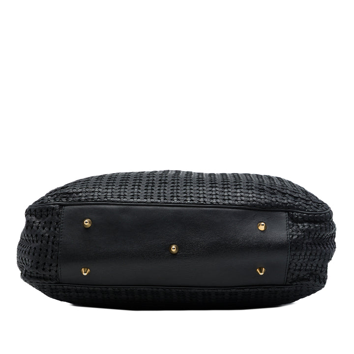 Dior Tissé Lady Dior Souple Cabas Grand Cuir d'agneau Noir – vue 3 – GABY PARIS