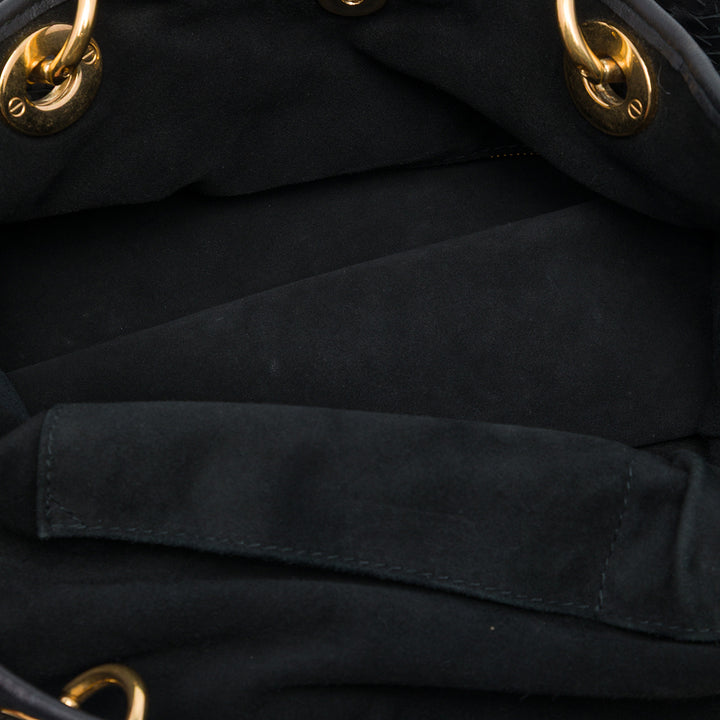 Dior Tissé Lady Dior Souple Cabas Grand Cuir d'agneau Noir – vue 4 – GABY PARIS