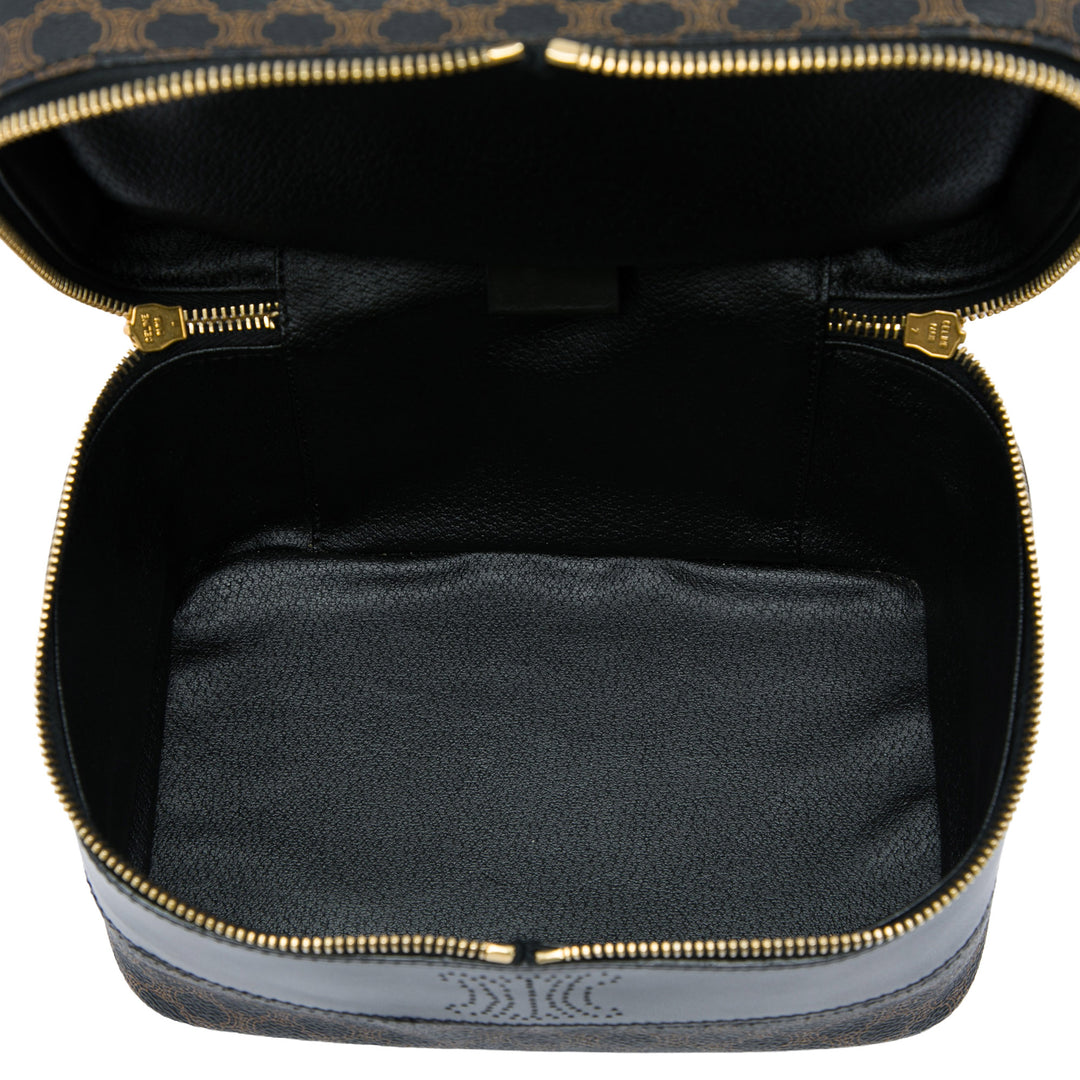 Celine Macadam Double Zippé Vanity Toile enduite Marron – vue 4 – GABY PARIS