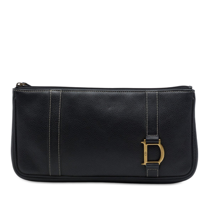 Dior Logo grainé Pochette Cuir de veau grainé Noir – vue principale – GABY PARIS