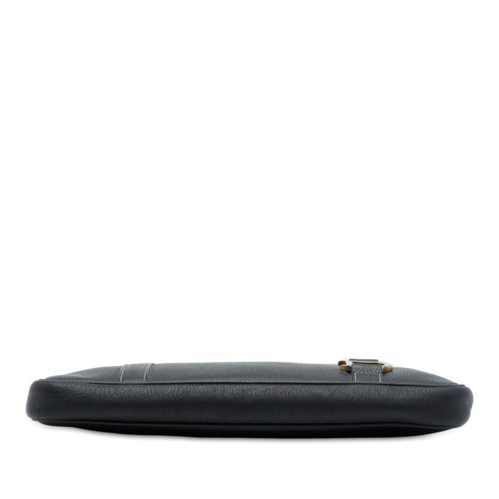 Dior Logo grainé Pochette Cuir de veau grainé Noir – vue 3 – GABY PARIS