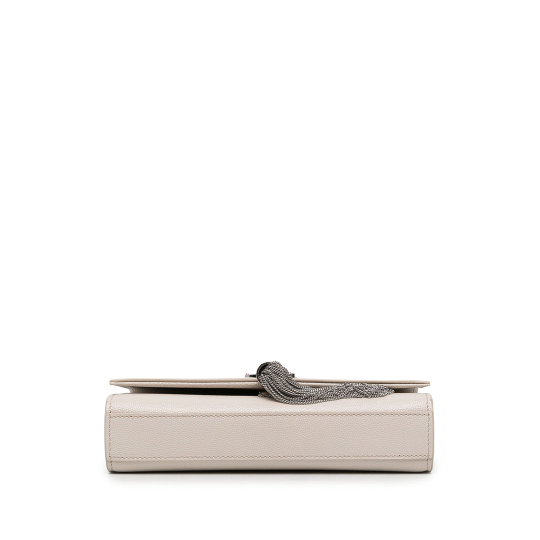 Saint Laurent Sac bandoulière Grain de Poudre Kate Pompon Monogram Petit Blanc – vue 3 – GABY PARIS