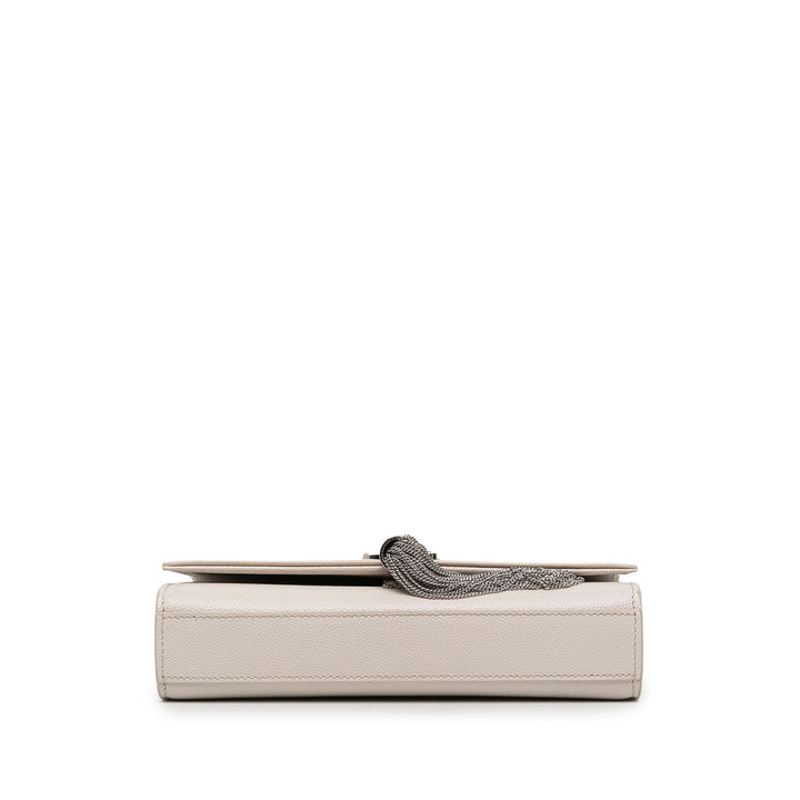 Saint Laurent Sac bandoulière Grain de Poudre Kate Pompon Monogram Petit Blanc – vue 3 – GABY PARIS