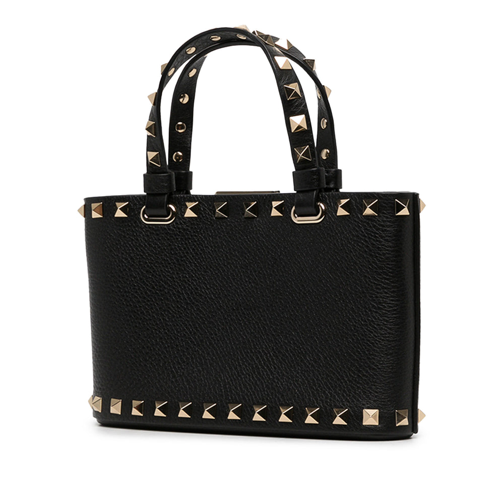 Valentino Cabas Grainy Rockstud Mini Cuir de veau Noir – vue 2 – GABY PARIS