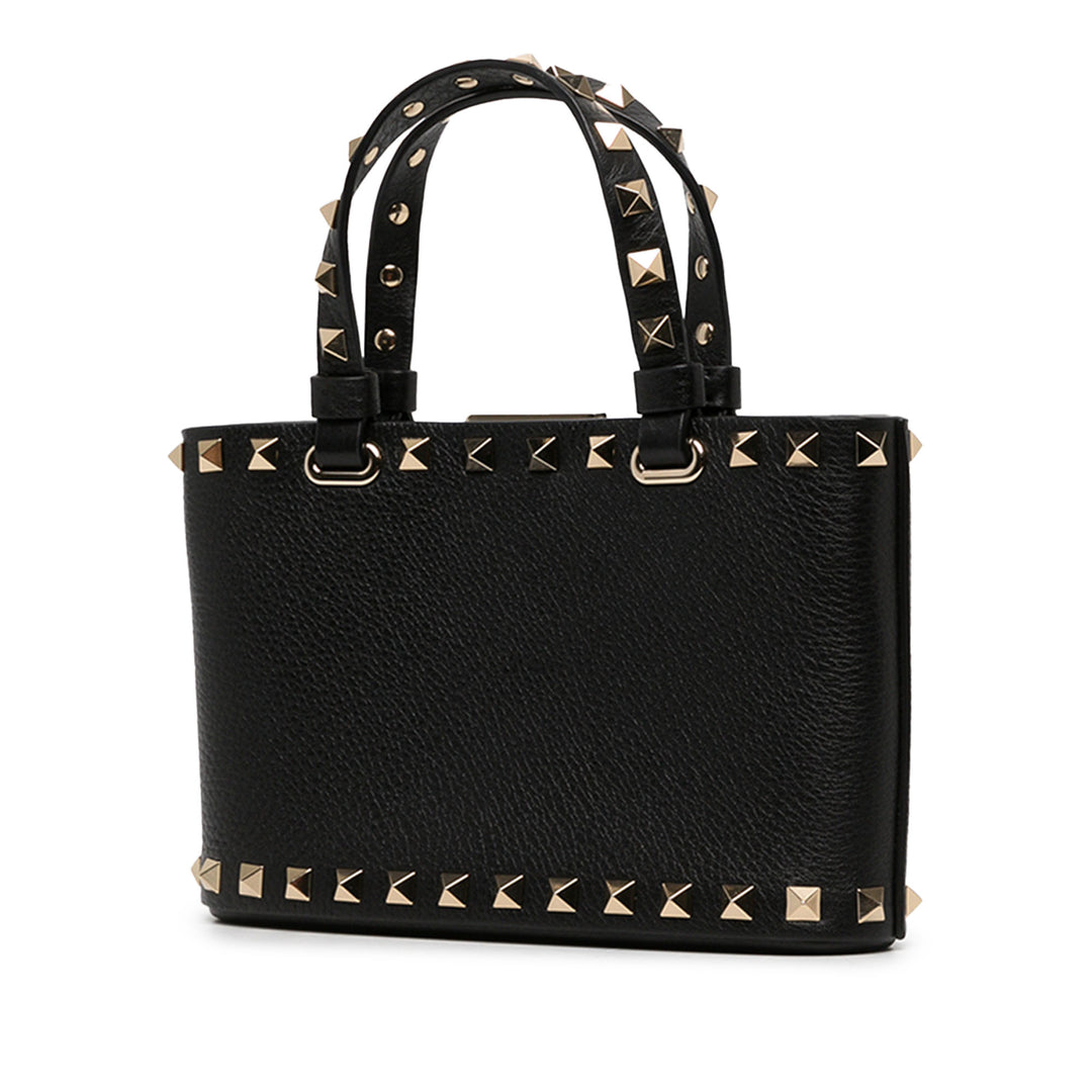 Valentino Cabas Grainy Rockstud Mini Cuir de veau Noir – vue 2 – GABY PARIS