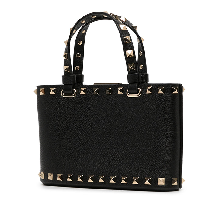 Valentino Cabas Grainy Rockstud Mini Cuir de veau Noir – vue 2 – GABY PARIS