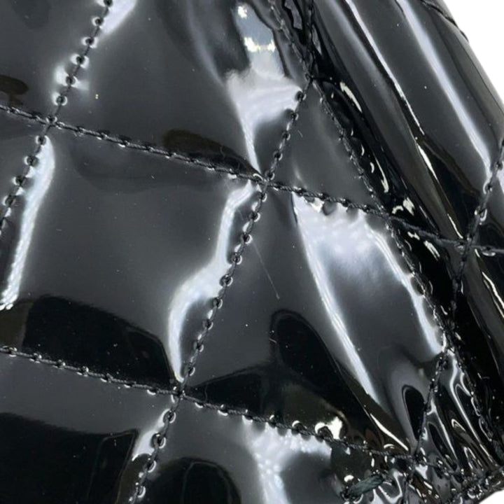 Chanel CC Quilted Cuir verni Frame Flap Pochette with Chain Noir – GABY PARIS Authentique